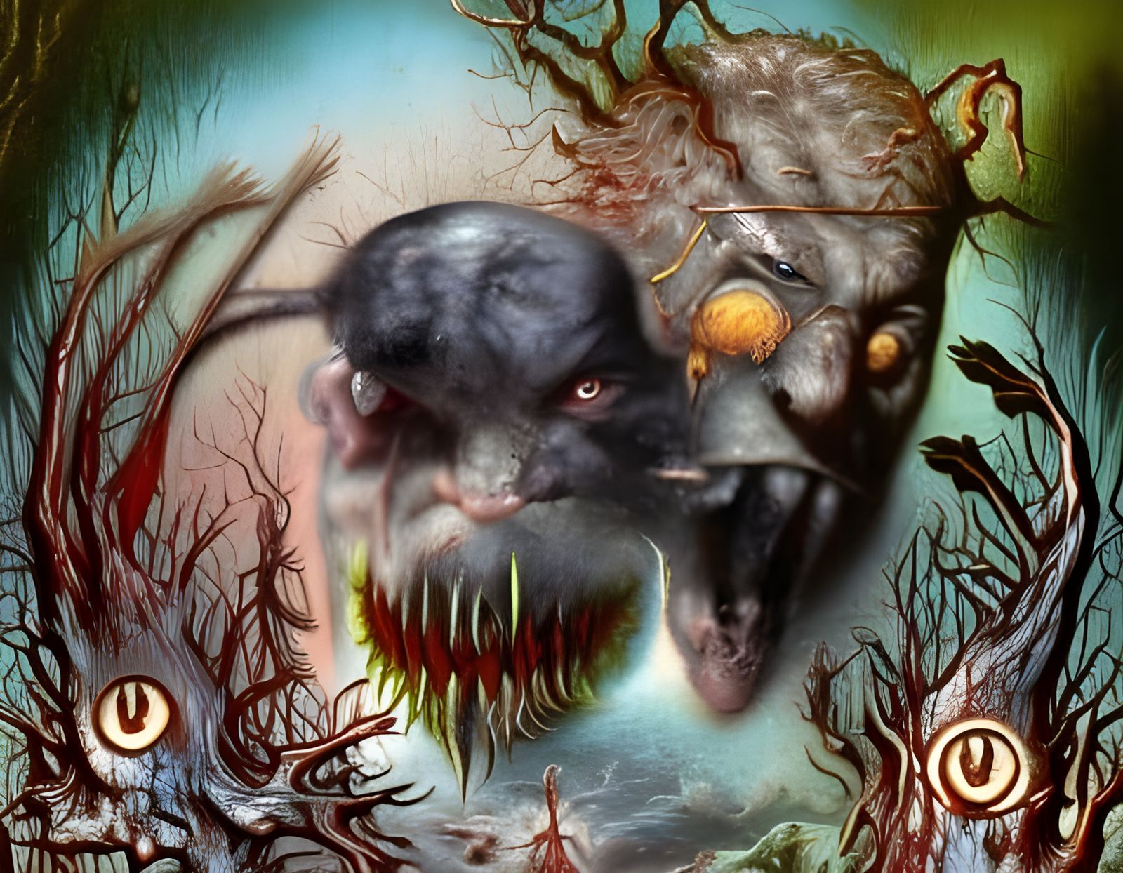 Horrific Zombie Creature in DorΓ© Style