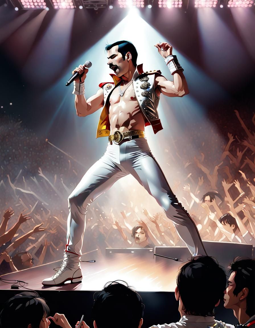Freddie Mercury Concert: Manga Illustration