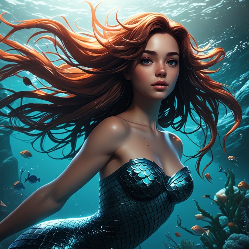 Chloe Moriondo as Mermaid in 3D Anime Art