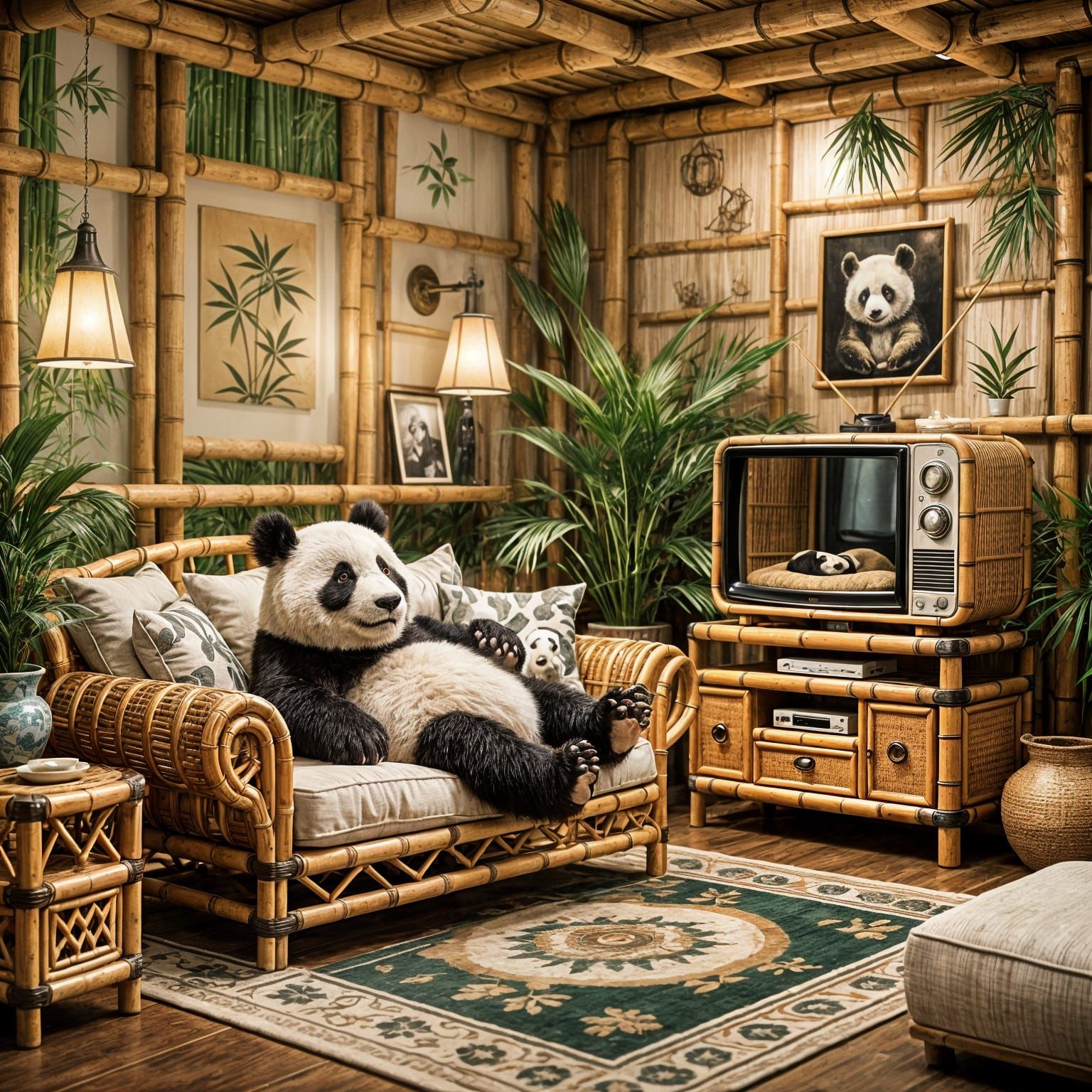 Panda Relaxing at Home