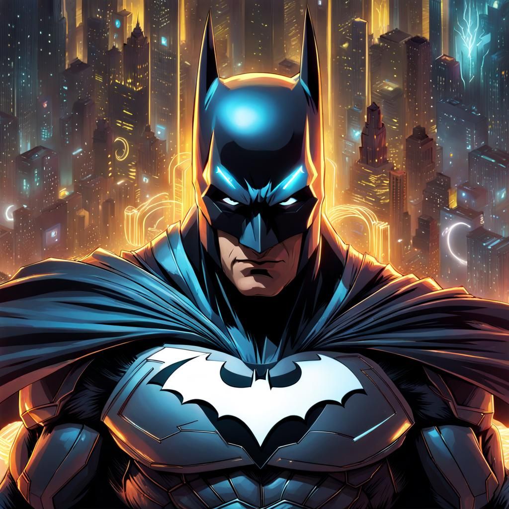 Cartoon Batman Battery with Electric Energy Background