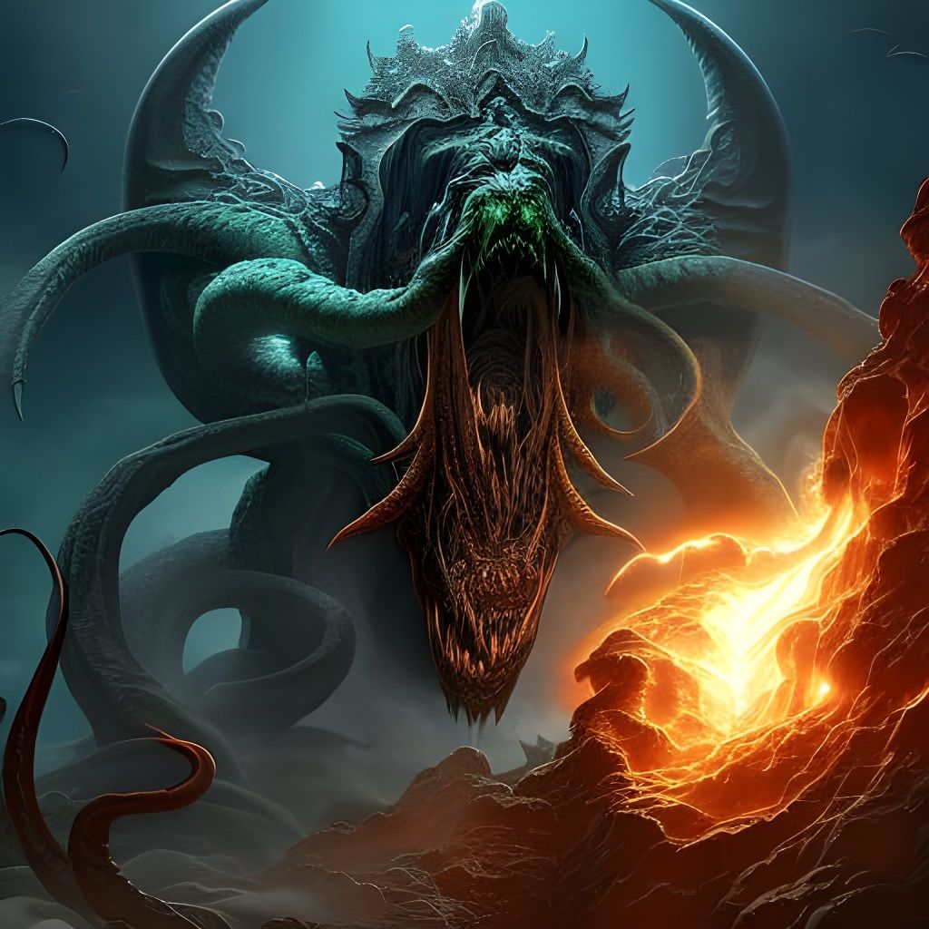 Horrifying Leviathan Monster in Cosmic Horror Art