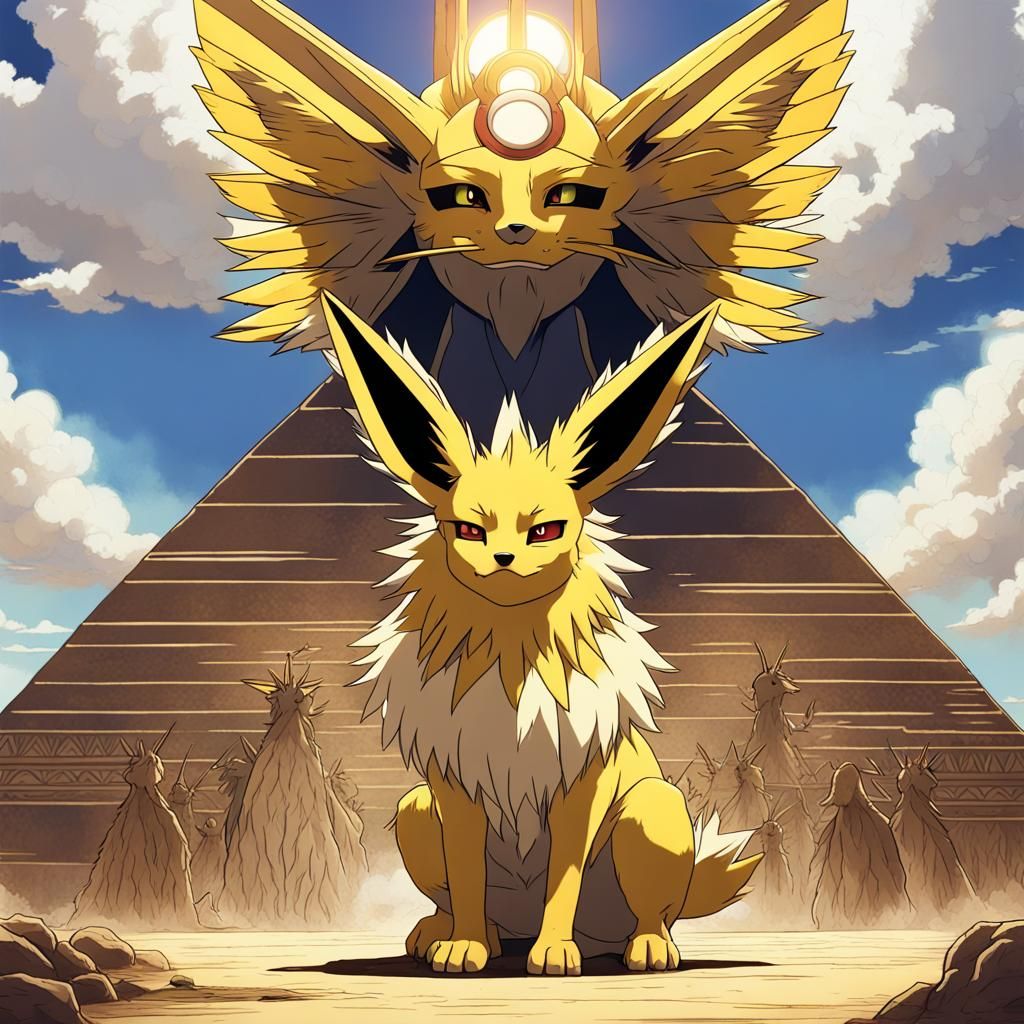 Jolteon as Egyptian God in Anime Style
