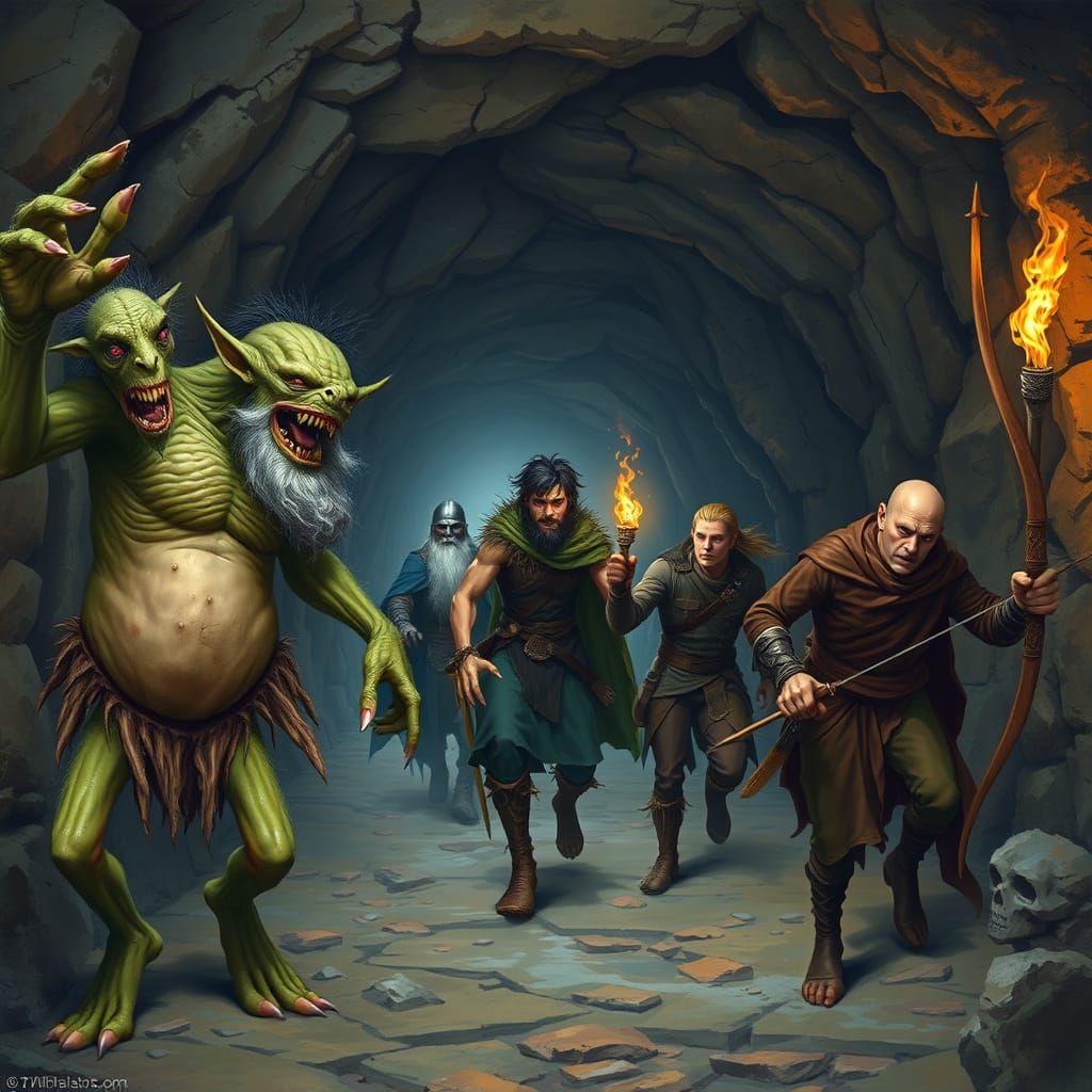 Horrifying Green Creatures Chase Adventurers in Cavern