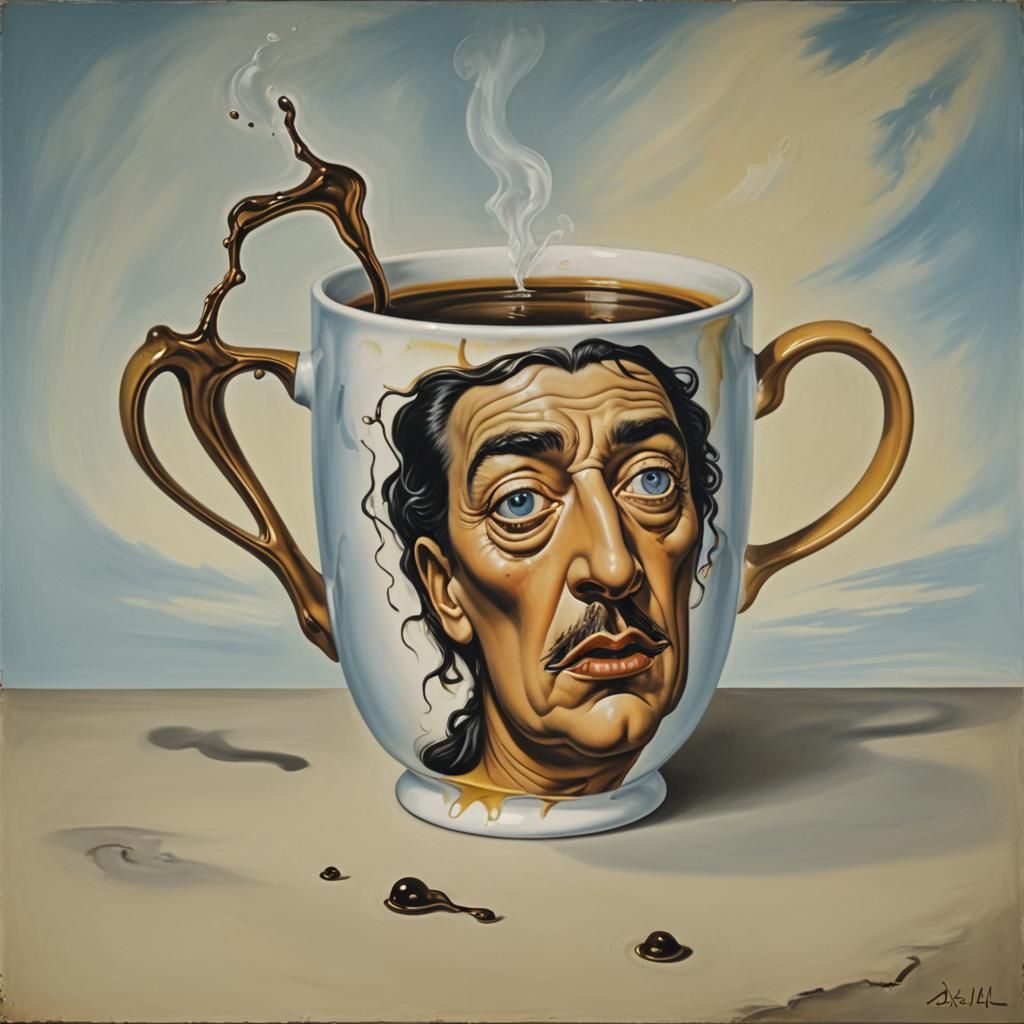 Surreal Two-Handled Mug Inspired by Salvador Dali