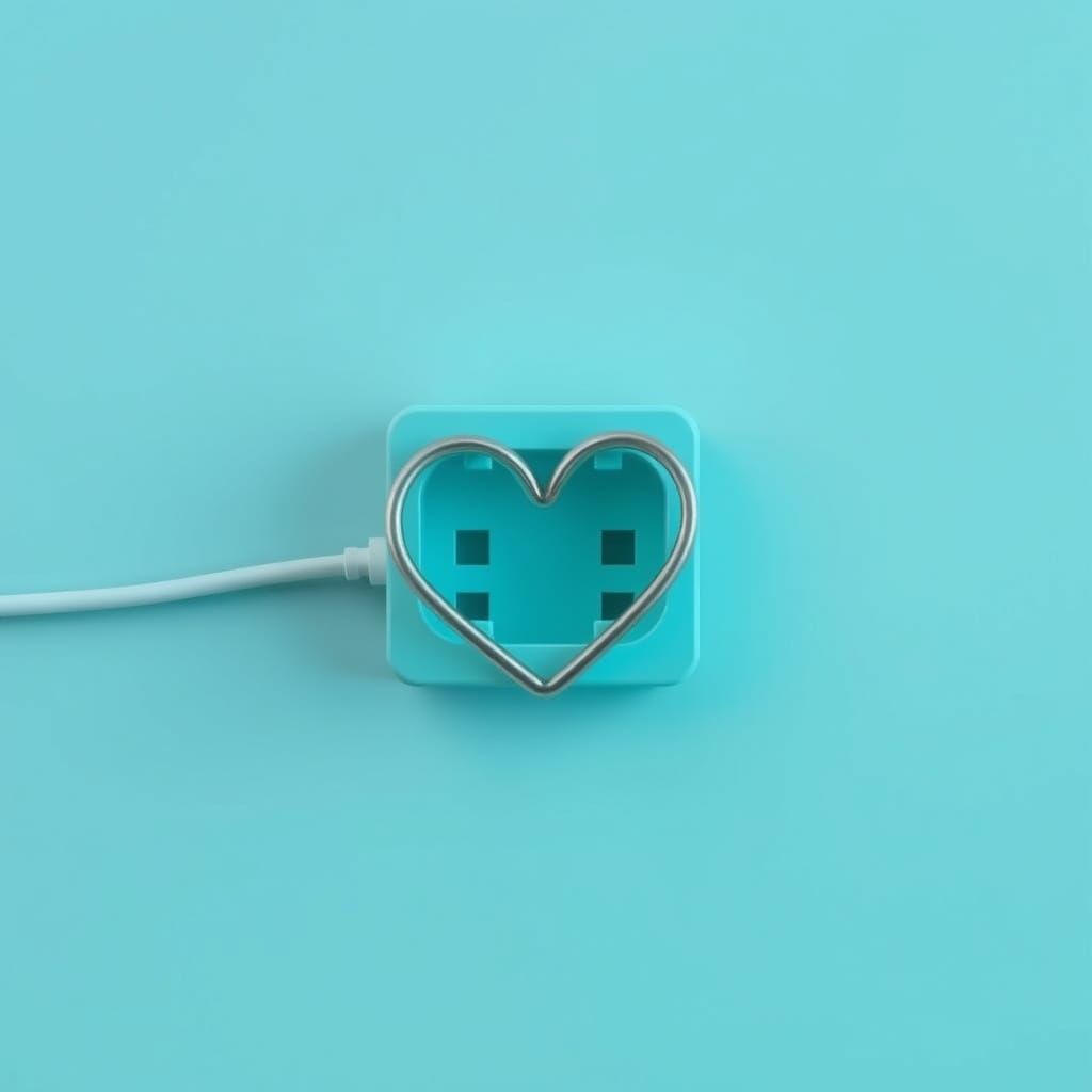 Turquoise Electrical Connector with Heart-Shaped Wire