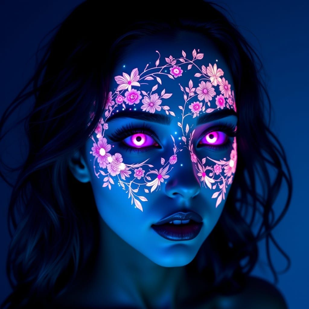 Ethereal Glow in a Haunting Porcelain Mask