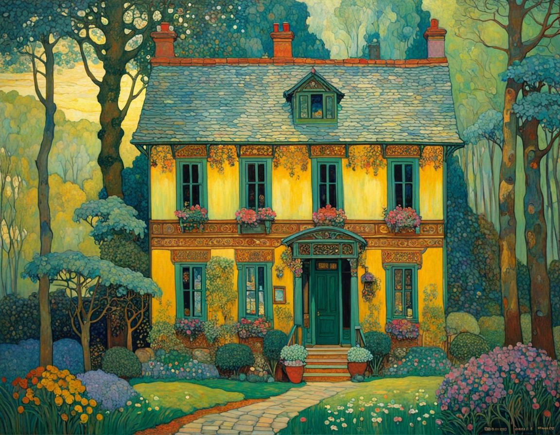 Intricate Cozy Home Interior in Art Nouveau Style