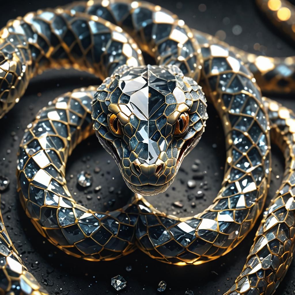 Diamond Viper Snake in Ultra-Realistic Digital Art