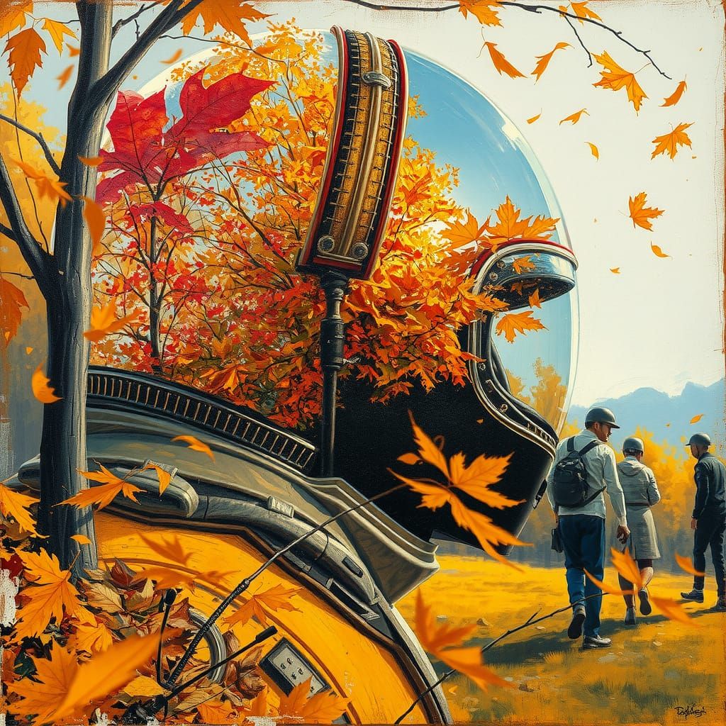 Autumn Impressionist Double Exposure Oil Painting