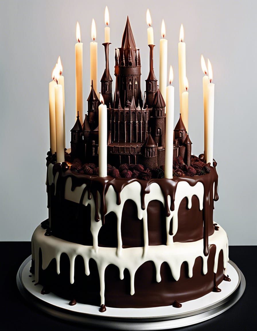 Eerie Skull Castle Chocolate Cake with Candles
