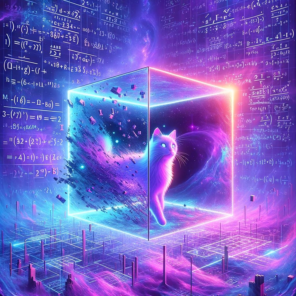 Mysterious Box with Glitching Cat in Quantum Void