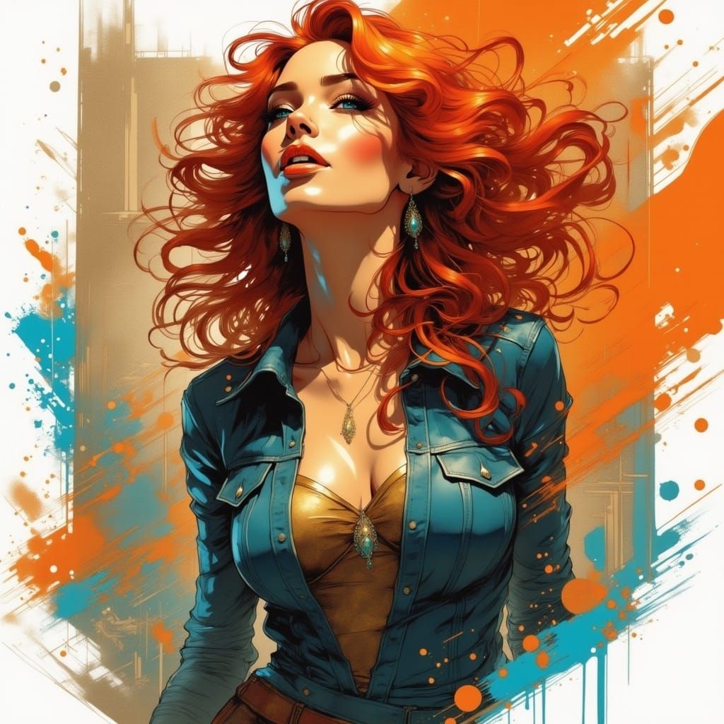 Passionate Redhead Illustration in Comic Book Style