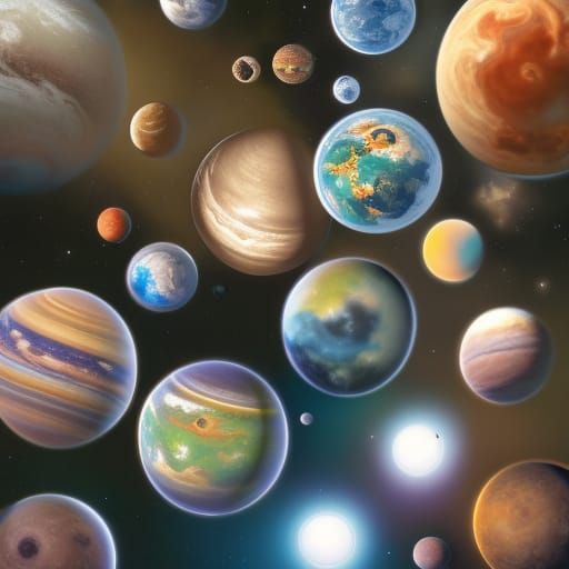 Hyperrealistic Planets by Artgerm, Olsen, Pixar, WLOP