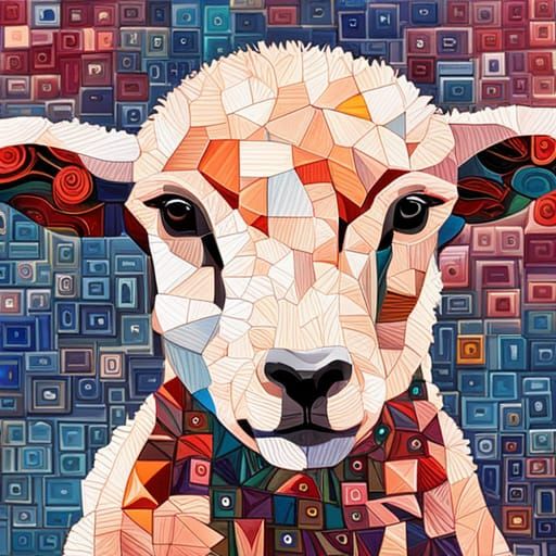 Abstract Collage of a Baby Lamb