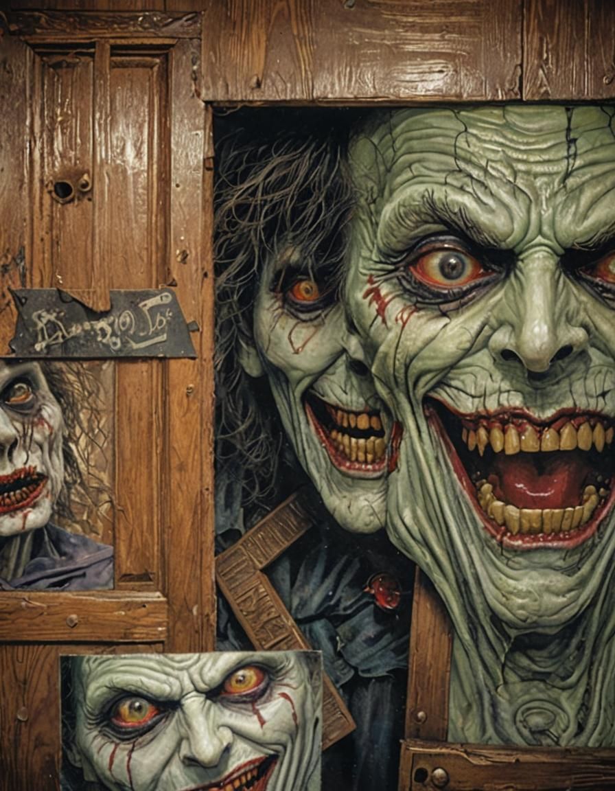 Sinister Joker Face Lurking Behind Creepy Door