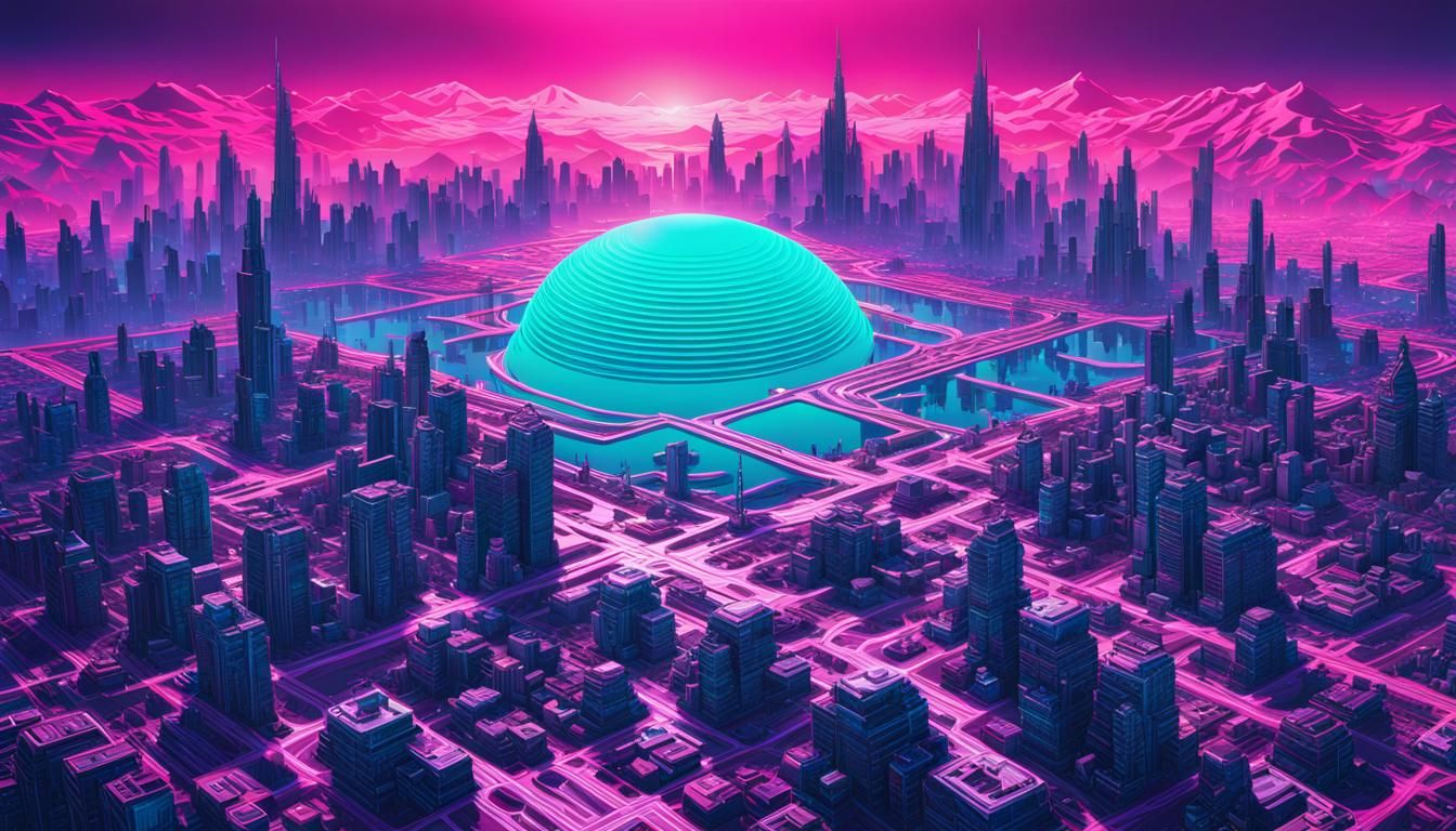Vaporwave Alien Cityscape with Ray Tracing