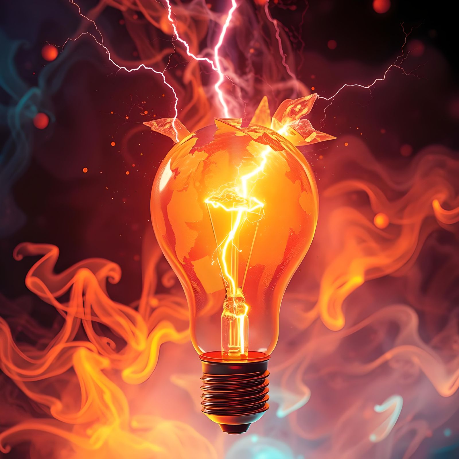 Lightbulb Shattering with Lightning, Astral Illustration