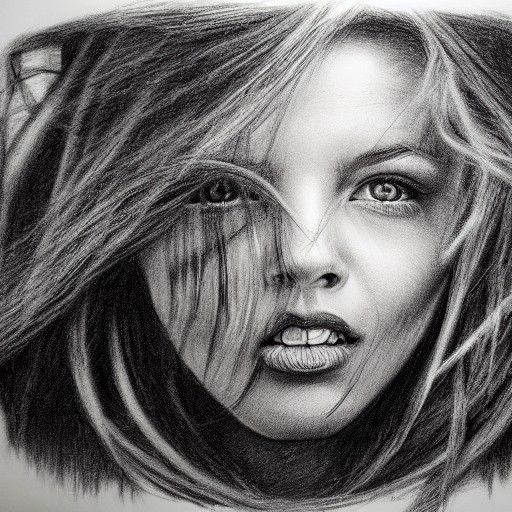 Enchanting Mermaid Beckons from Cave: Charcoal Drawing