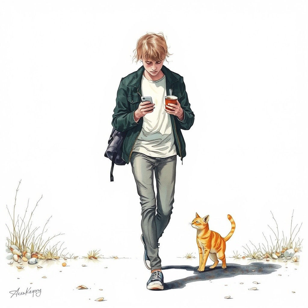 Teenager Balancing Act: Glitchgore Cyberpunk Illustration