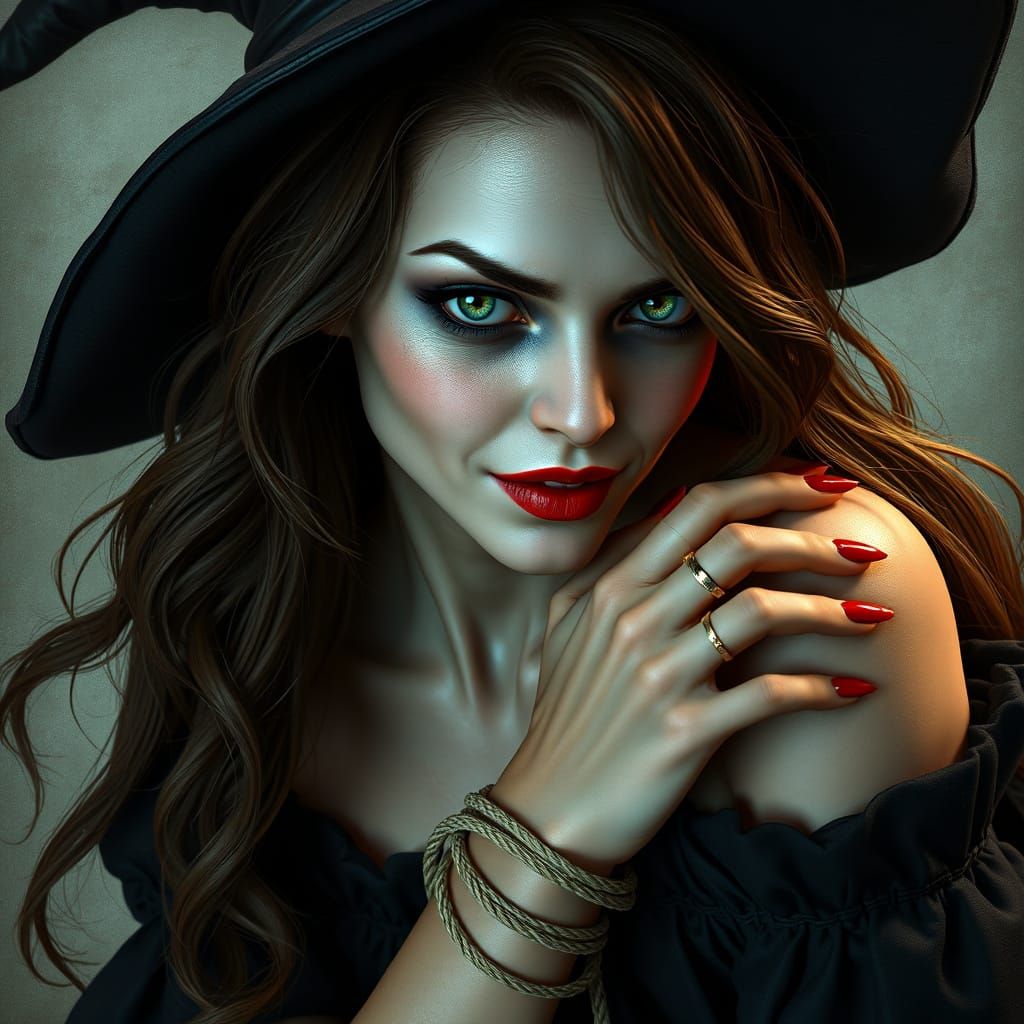 Witch Portrait in Hyperdetailed Digital Art Style