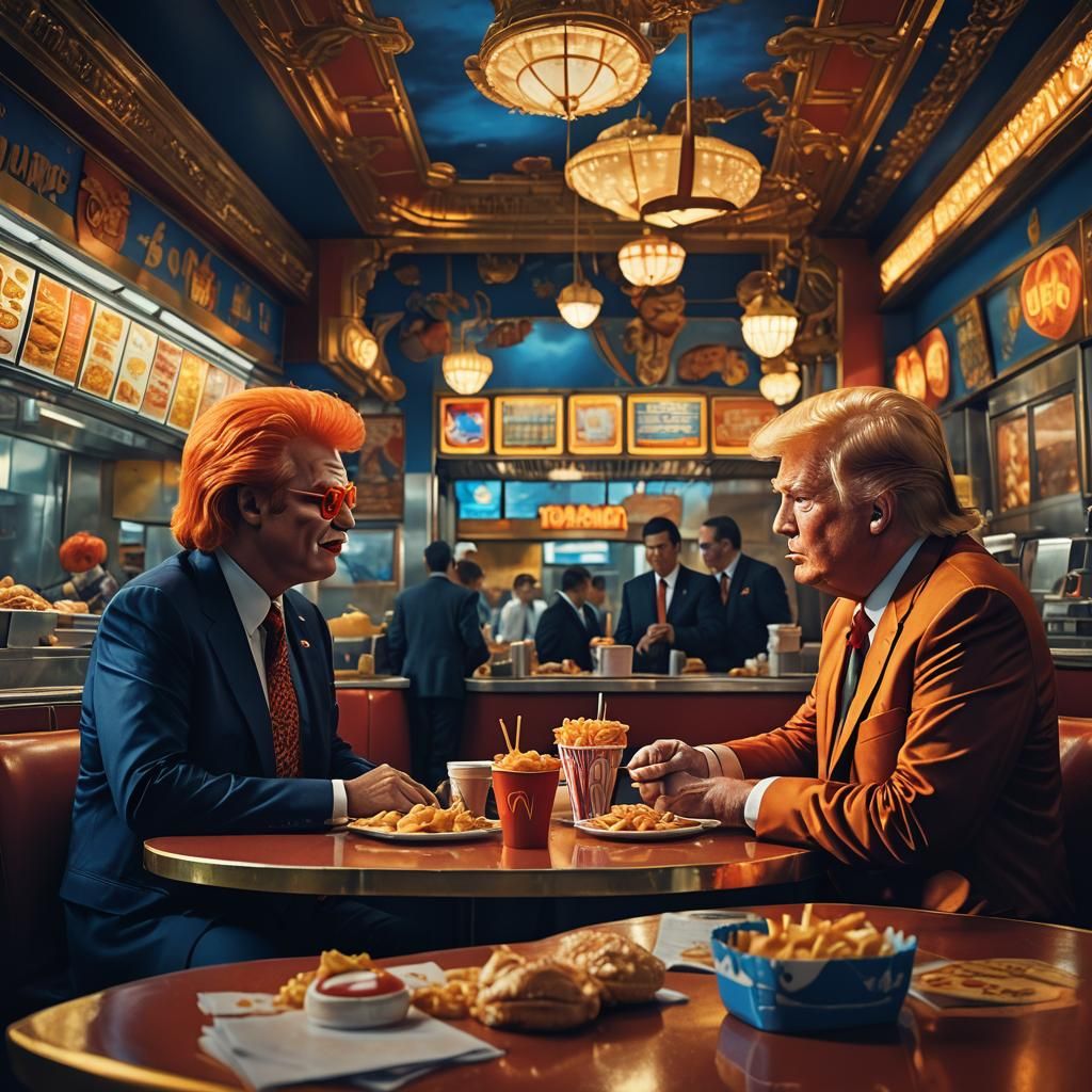 Ronald McDonald and Donald Trump Meet: Matte Painting
