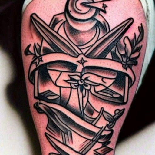 Sailor Jerry style knife tattoo