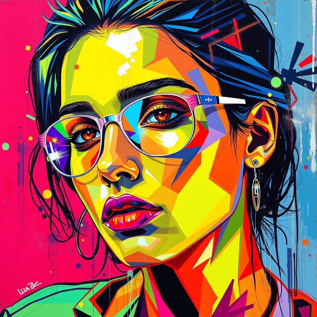 Geometric Abstract Portrait in Polychrome Colors