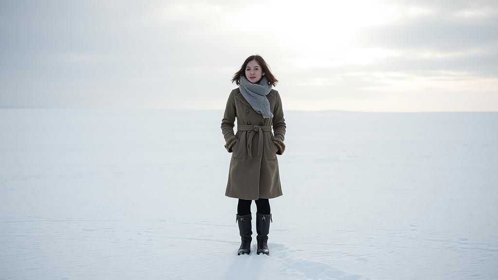 Woman in Snowy Field: A Winter Solitude