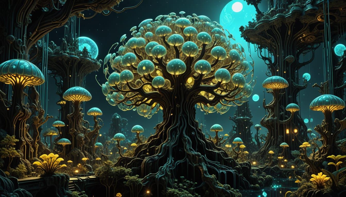 Mystical Bioluminescent World in Depth of Field