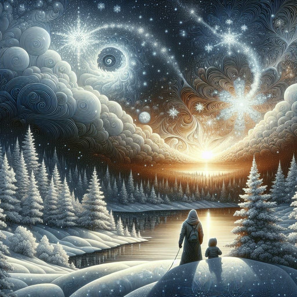 Winter Wonderland in a Maximalist Digital Matte Painting Sty...