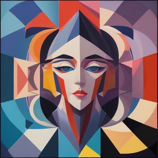 Cubist Dream: Geometric Art Deco Painting