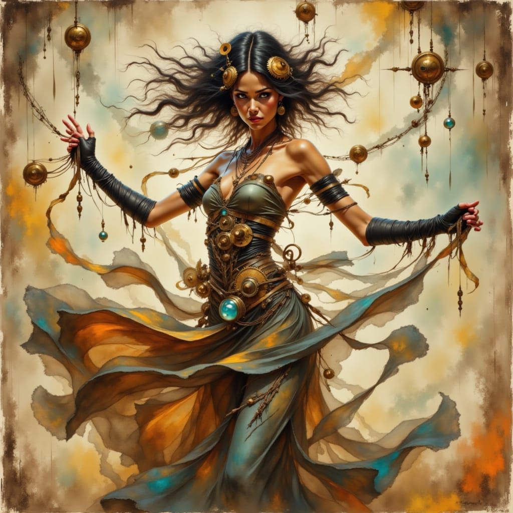 Steampunk Dancer with Gears and Tulle Skirt