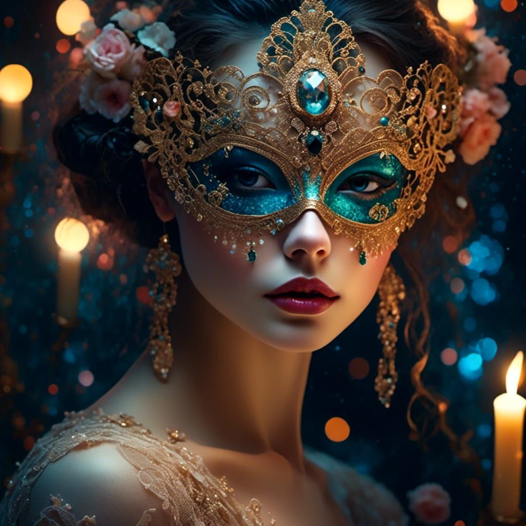 Lace Mask in Art Nouveau and Impressionism Style