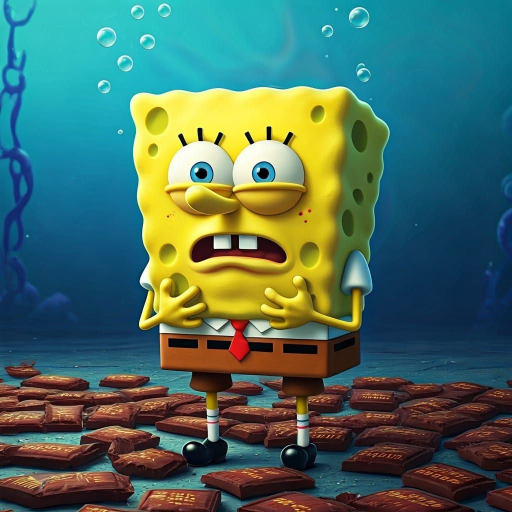 SpongeBob's Chocolate Binge: A 3D Rendered Nightmare