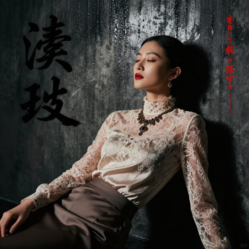 Elegant Asian Woman in Dramatic Spotlight Portrait