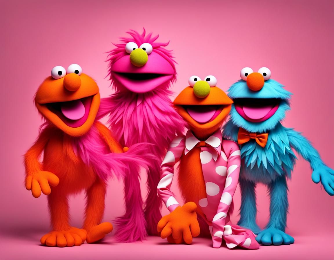 Laughing Muppet Puppets in Candy Wonderland: 3D Design