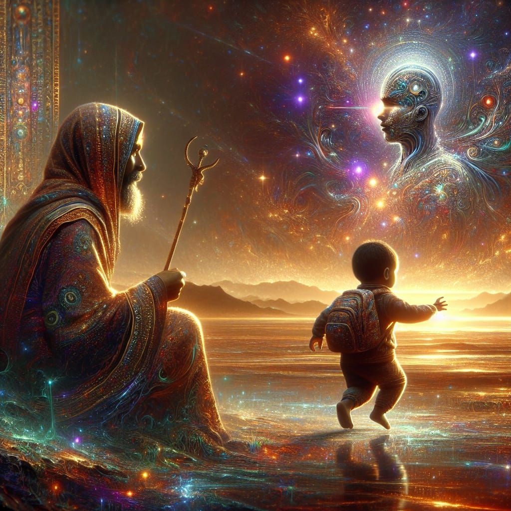 Proud and Worried Parent Watches Child Take First Steps to I...