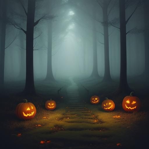 Ethereal Halloween Gathering in Spooky Forest