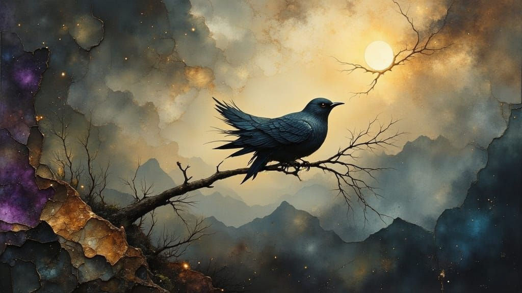 Broken Winged Bird of Dreams in Oil Painting Style