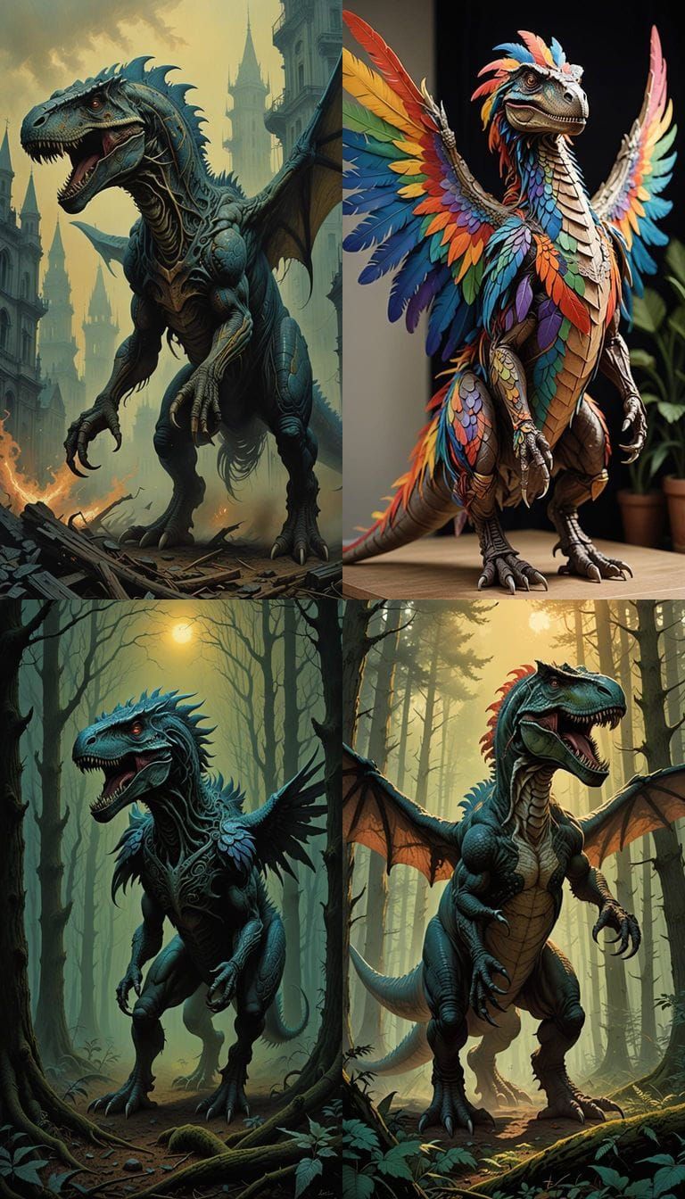 Tyrannosaurus Rex with Majestic Feathered Wings