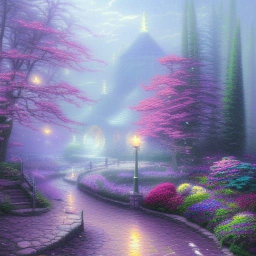 Ethereal Blue Rose in a Fantasy Landscape