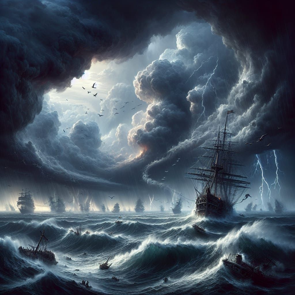 Shipwreck During a Storm: Dramatic Matte Painting
