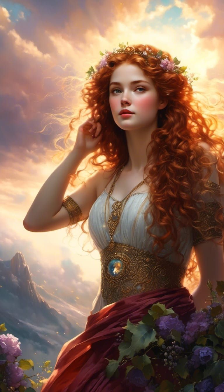 Girl Singing in Sunbeams: Detailed Fantasy Portrait