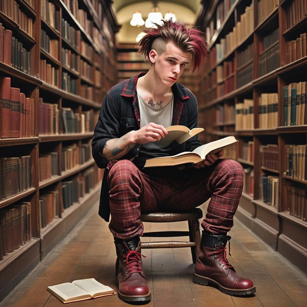 Punk in Library Reading Book: Digital Matte Painting