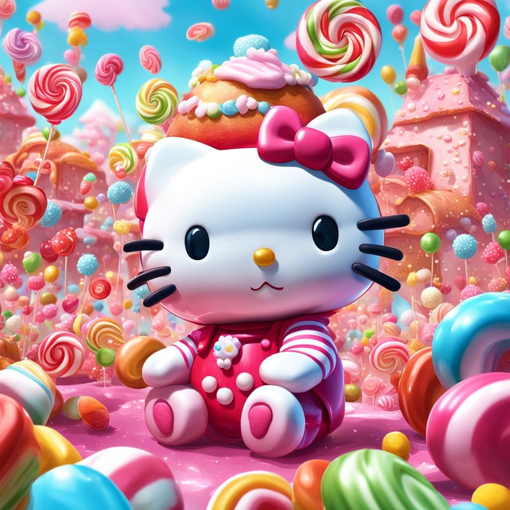 Adorable Baby Hello Kitty in Candy Art Style