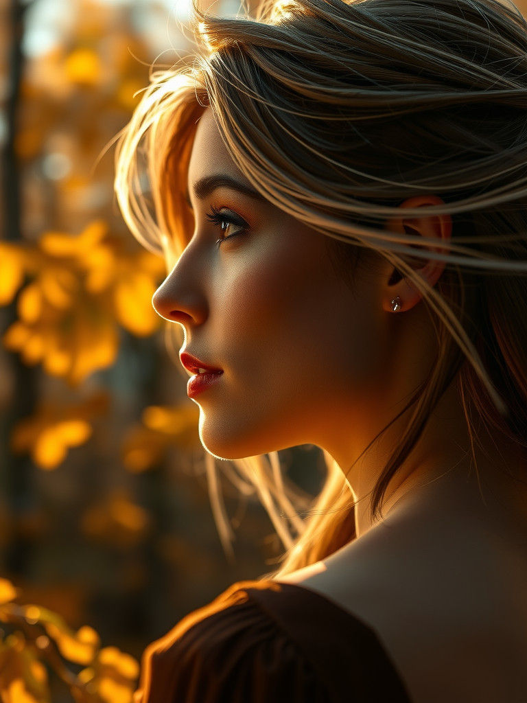 Autumn Woman in Forest, Unreal Engine 5 Style