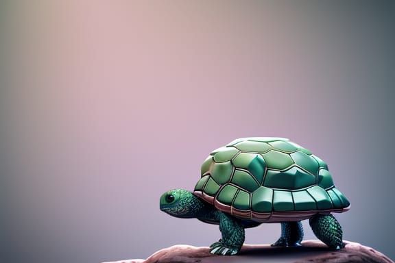 Cute Forest Turtle in Detailed 3D Illustration
