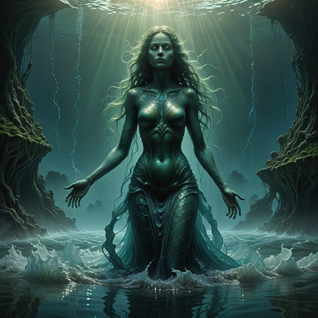Hyper Realistic Mermaid Rises from Ocean's Depths