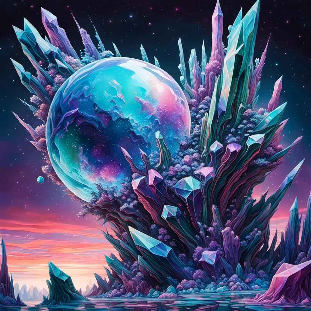 Crystal Alien Planet in Graffiti Art Style